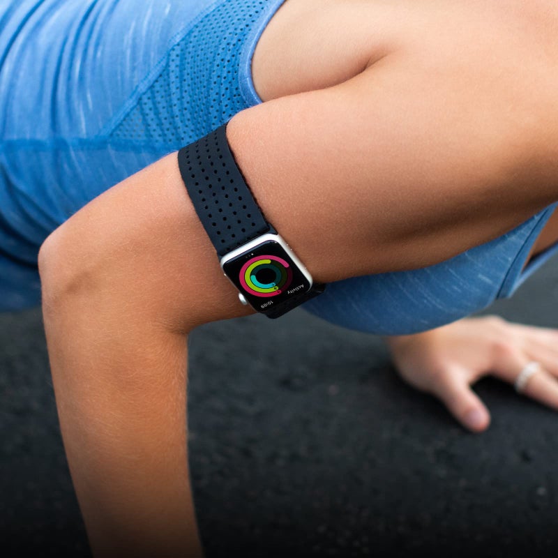 Tefeca Black Mesh Lycra Breathable Sport Loop Armband/Ankle Band Compatible with Apple Watch Ultra/Ultra2 49mm, Series 10 46mm, Series 9/8/7 45mm,SE2/SE/6/5/4 44mm(M/L for 42mm/41mm/40mm) - Image 3
